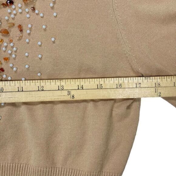 Harve Benard Sweater Womens Large Beaded Pearls Embellished Cardigan Granny Core - Picture 10 of 14